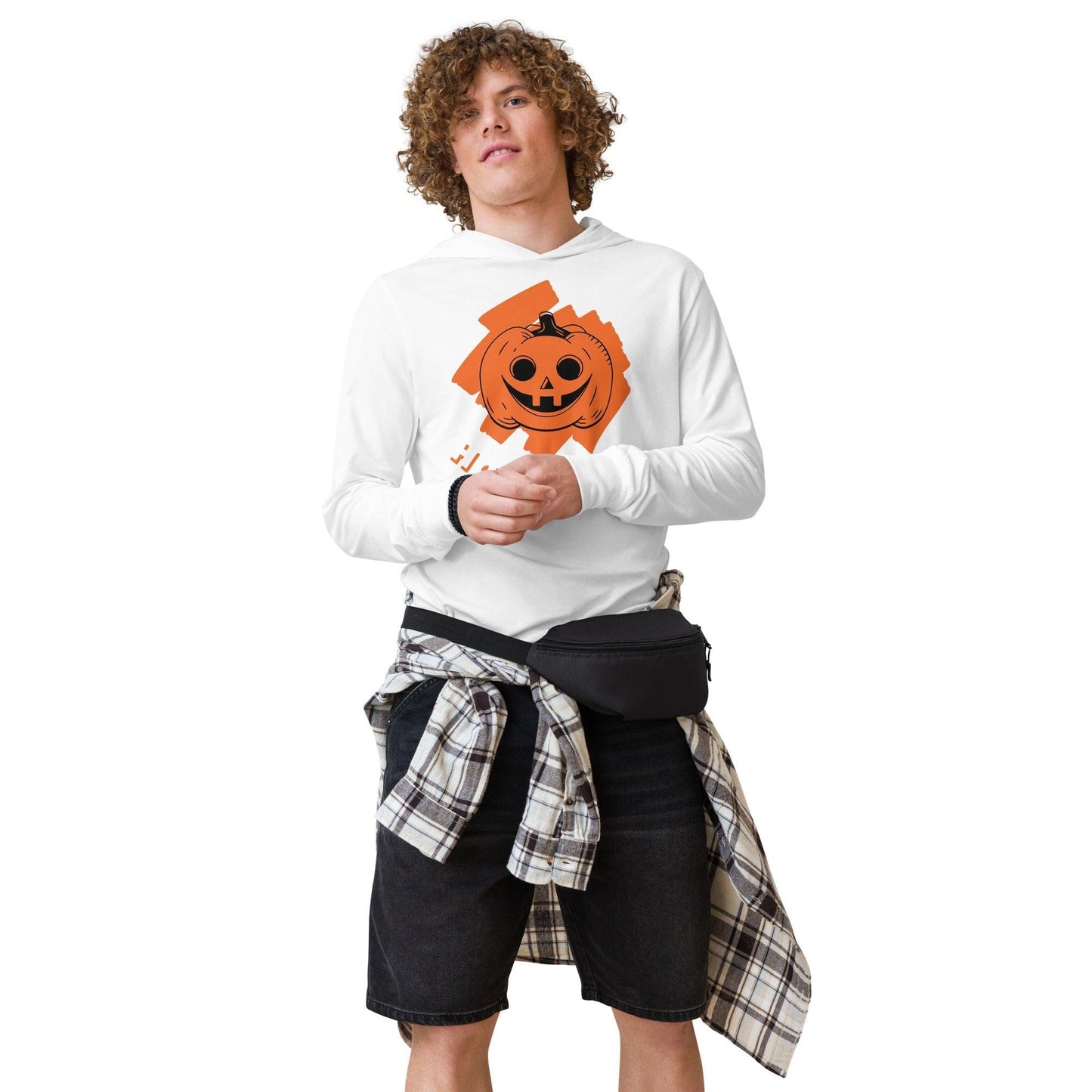 Halloween Pumpkin Jack-o-Lantern Hooded long-sleeve tee