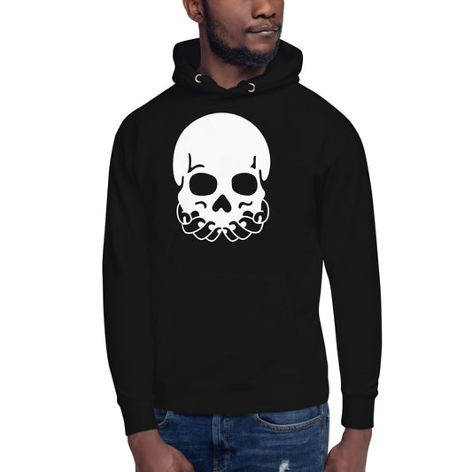 Skull Offering Unisex Hoodie / Hands Holding Skeleton Head