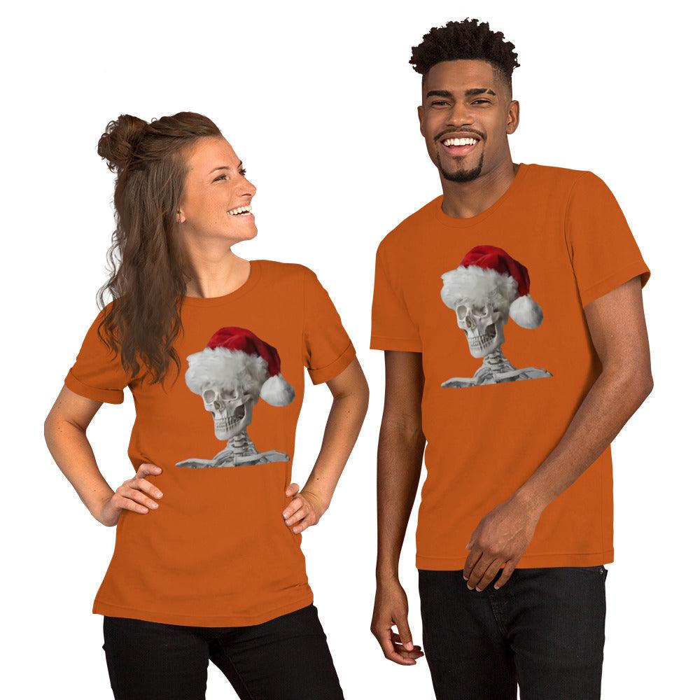 Skeleton Santa Halloween Christmas Confused Holiday Unisex t-shirt