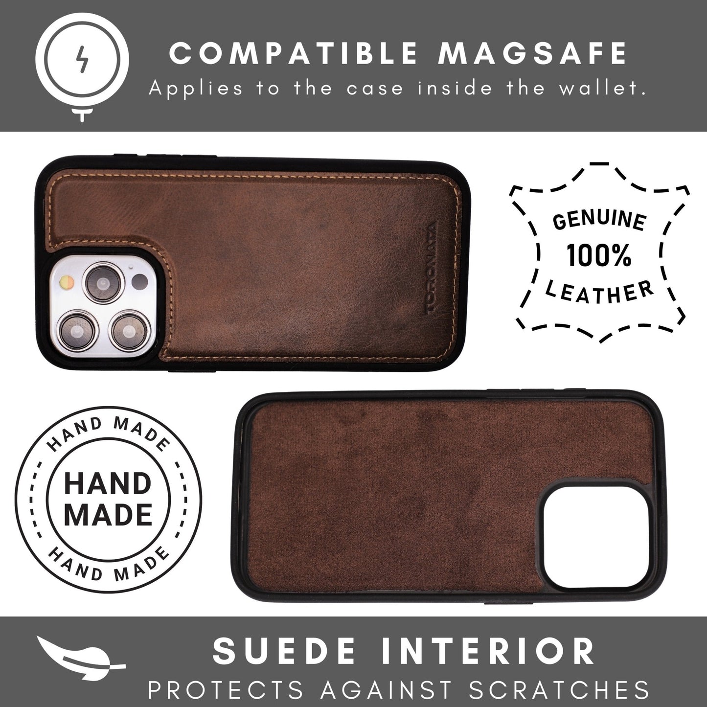 Vegas Premium Leather iPhone 15 Pro Max Wallet Case with MagSafe | Detachable RFID Blocking Luxury Wallet