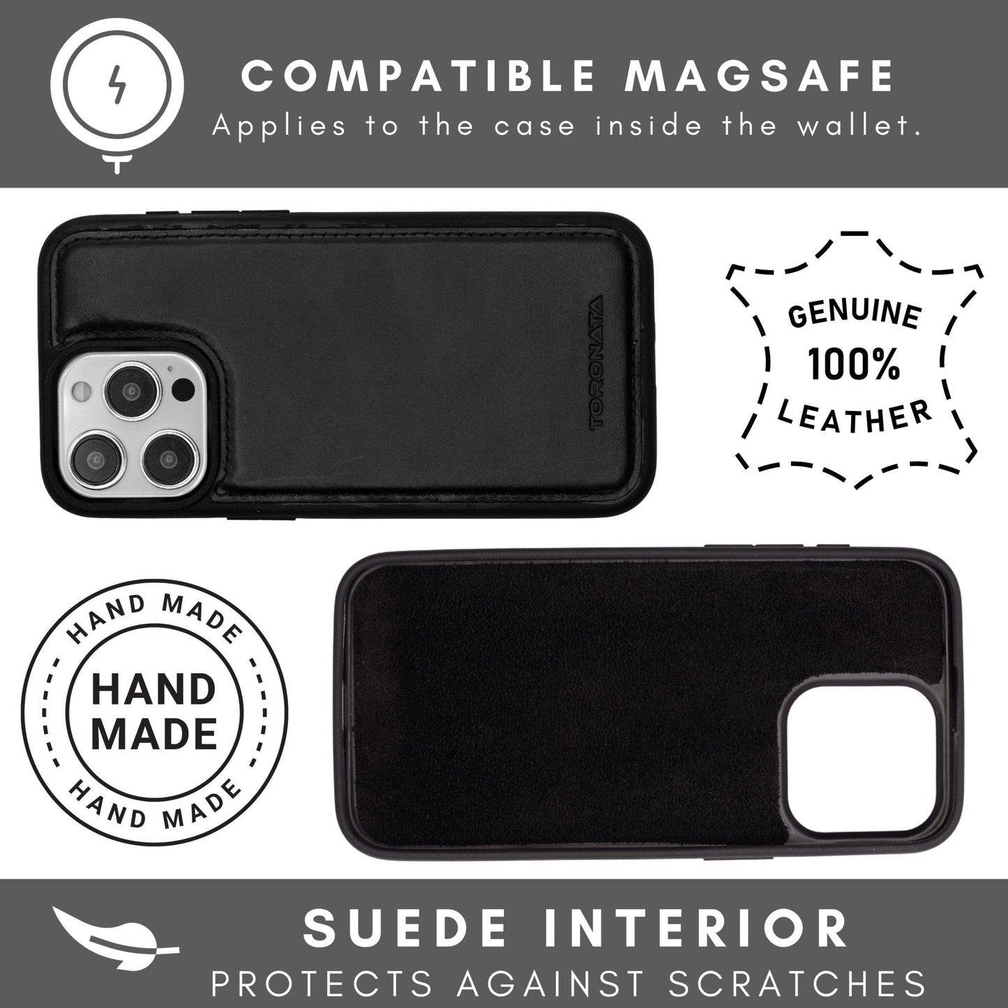 Vegas Premium Leather iPhone 15 Wallet Case with MagSafe | Detachable RFID Blocking Luxury Wallet