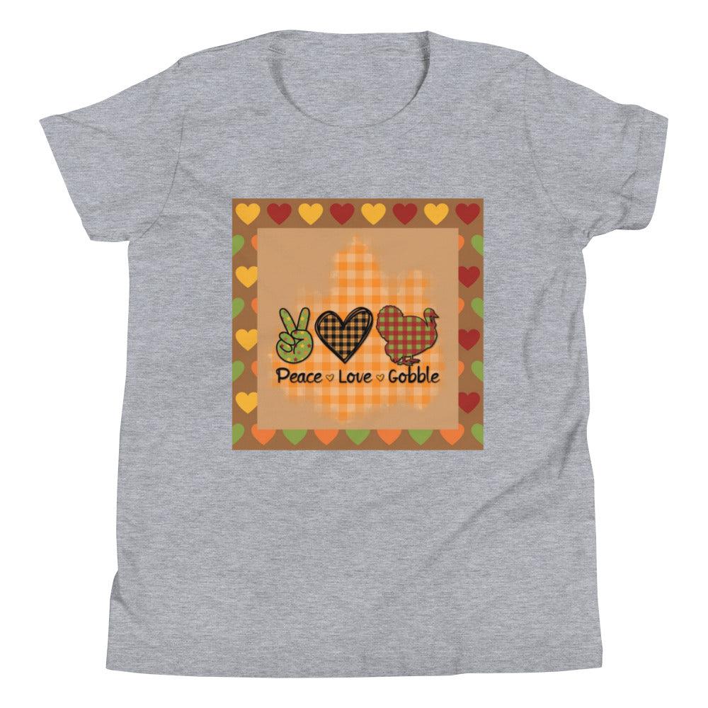 Thanksgiving Peace Love Gobble Youth Short Sleeve T-Shirt