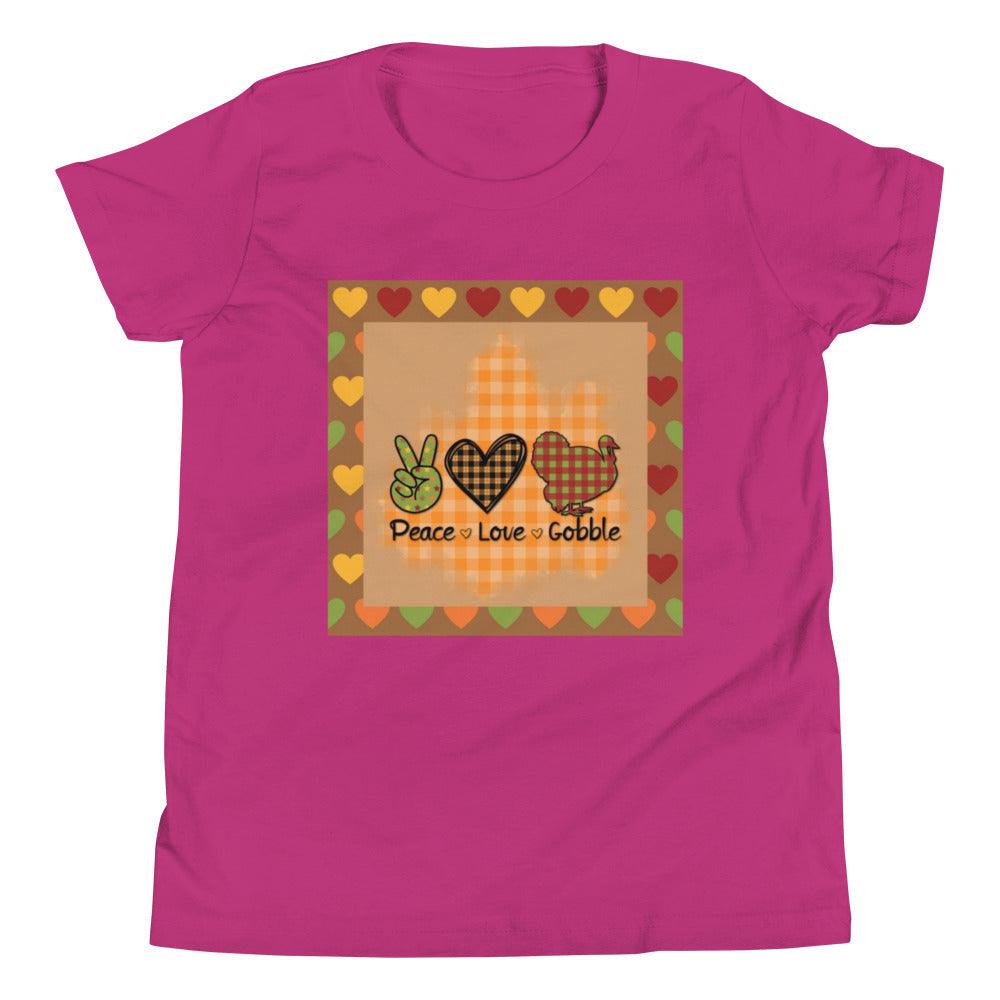 Thanksgiving Peace Love Gobble Youth Short Sleeve T-Shirt