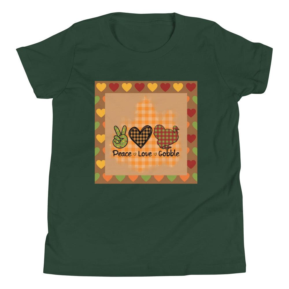 Thanksgiving Peace Love Gobble Youth Short Sleeve T-Shirt