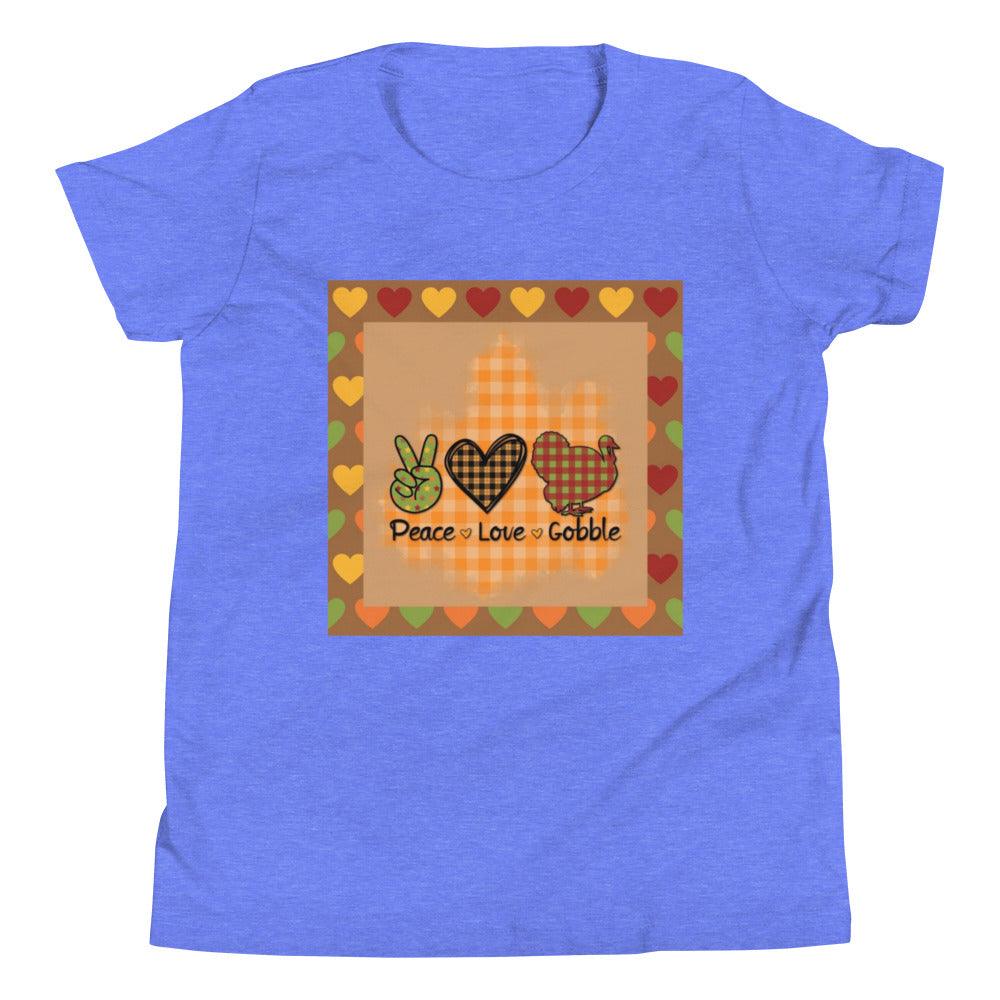 Thanksgiving Peace Love Gobble Youth Short Sleeve T-Shirt