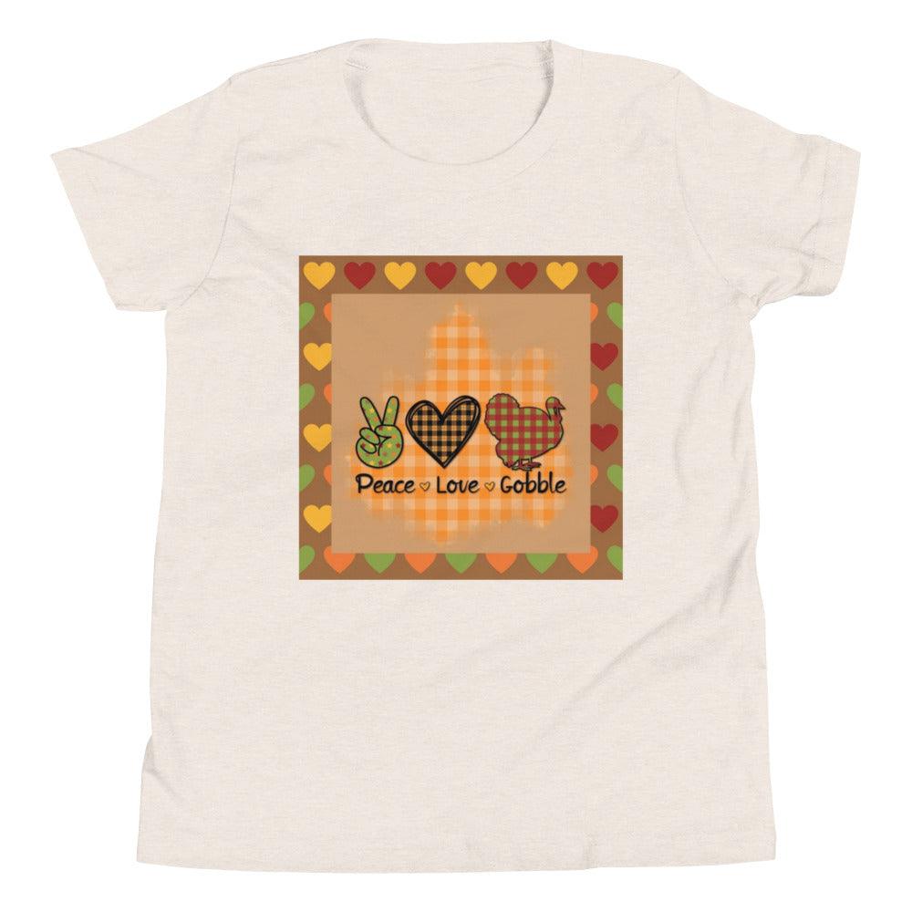 Thanksgiving Peace Love Gobble Youth Short Sleeve T-Shirt