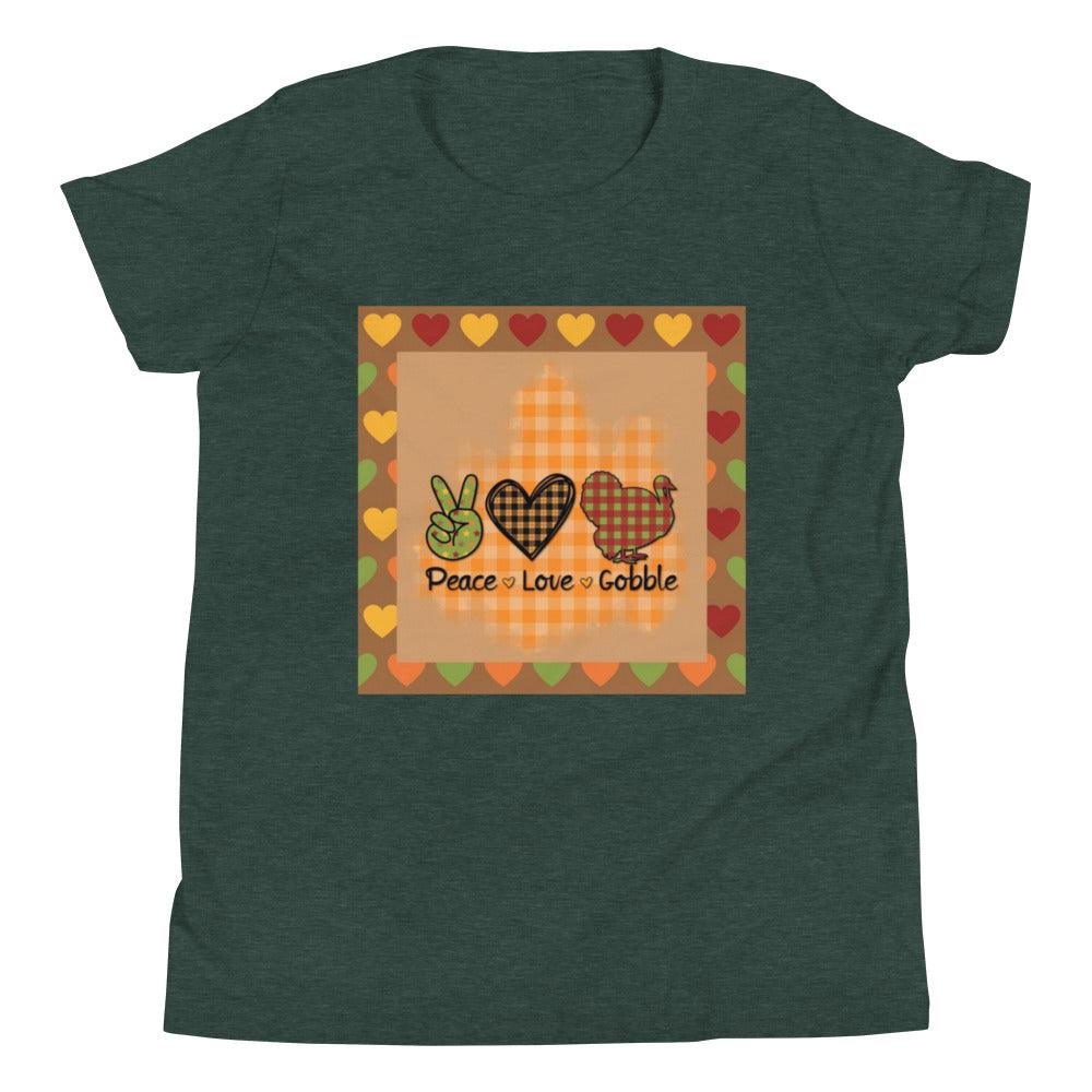 Thanksgiving Peace Love Gobble Youth Short Sleeve T-Shirt