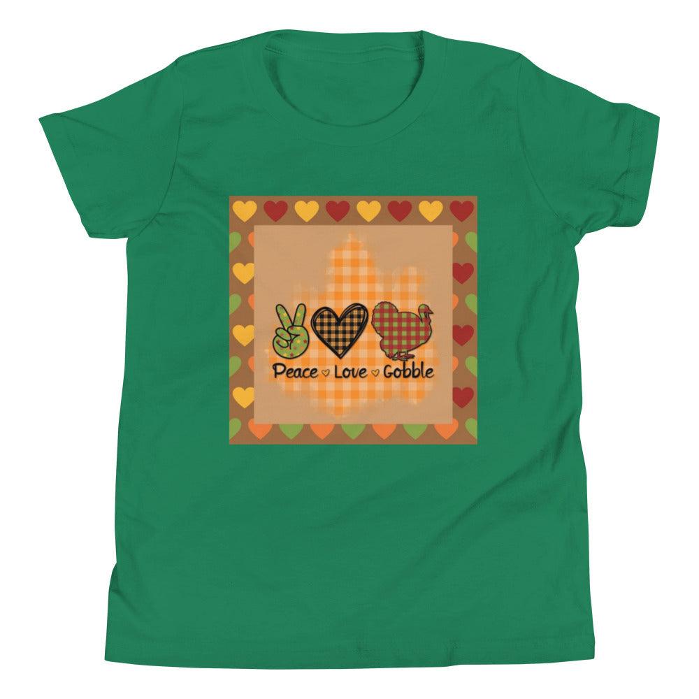 Thanksgiving Peace Love Gobble Youth Short Sleeve T-Shirt