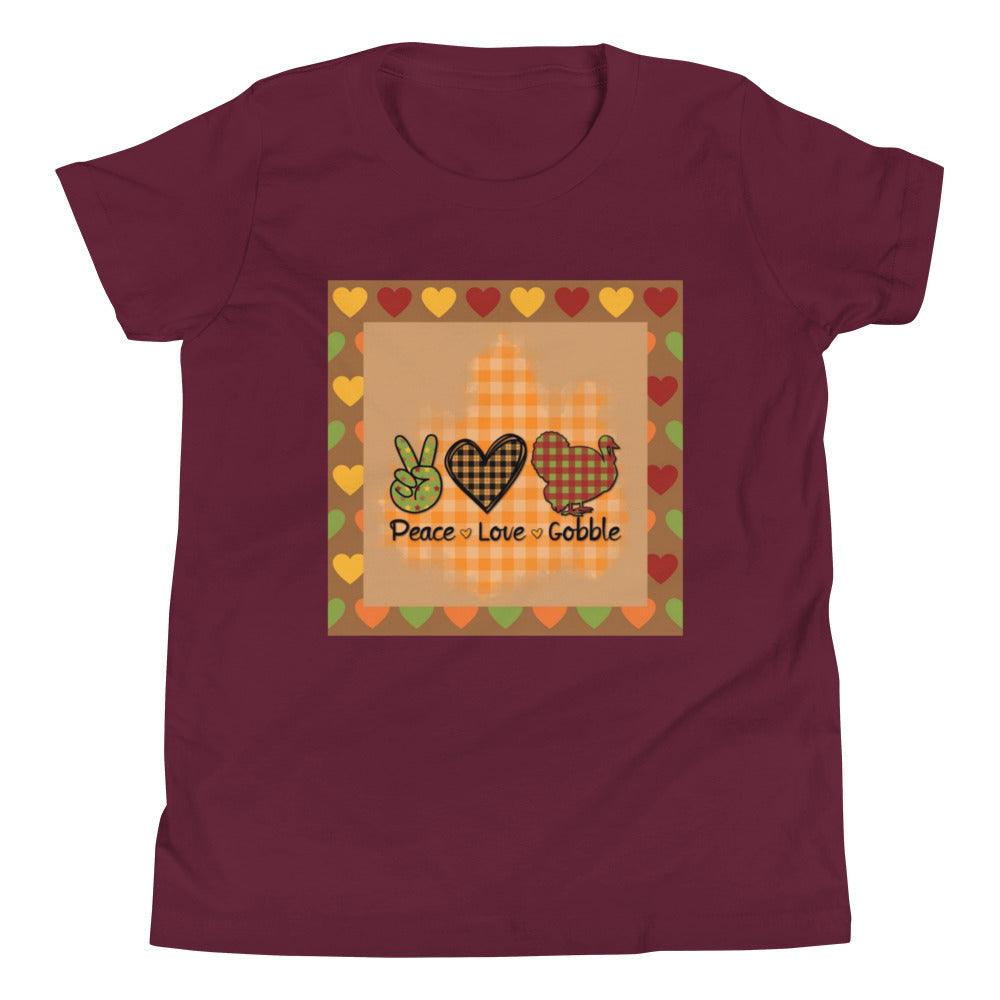 Thanksgiving Peace Love Gobble Youth Short Sleeve T-Shirt