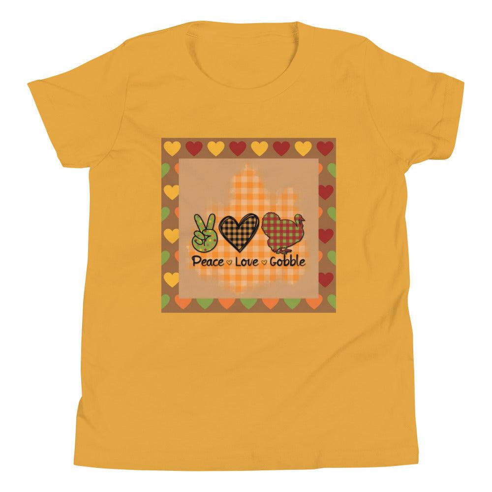 Thanksgiving Peace Love Gobble Youth Short Sleeve T-Shirt