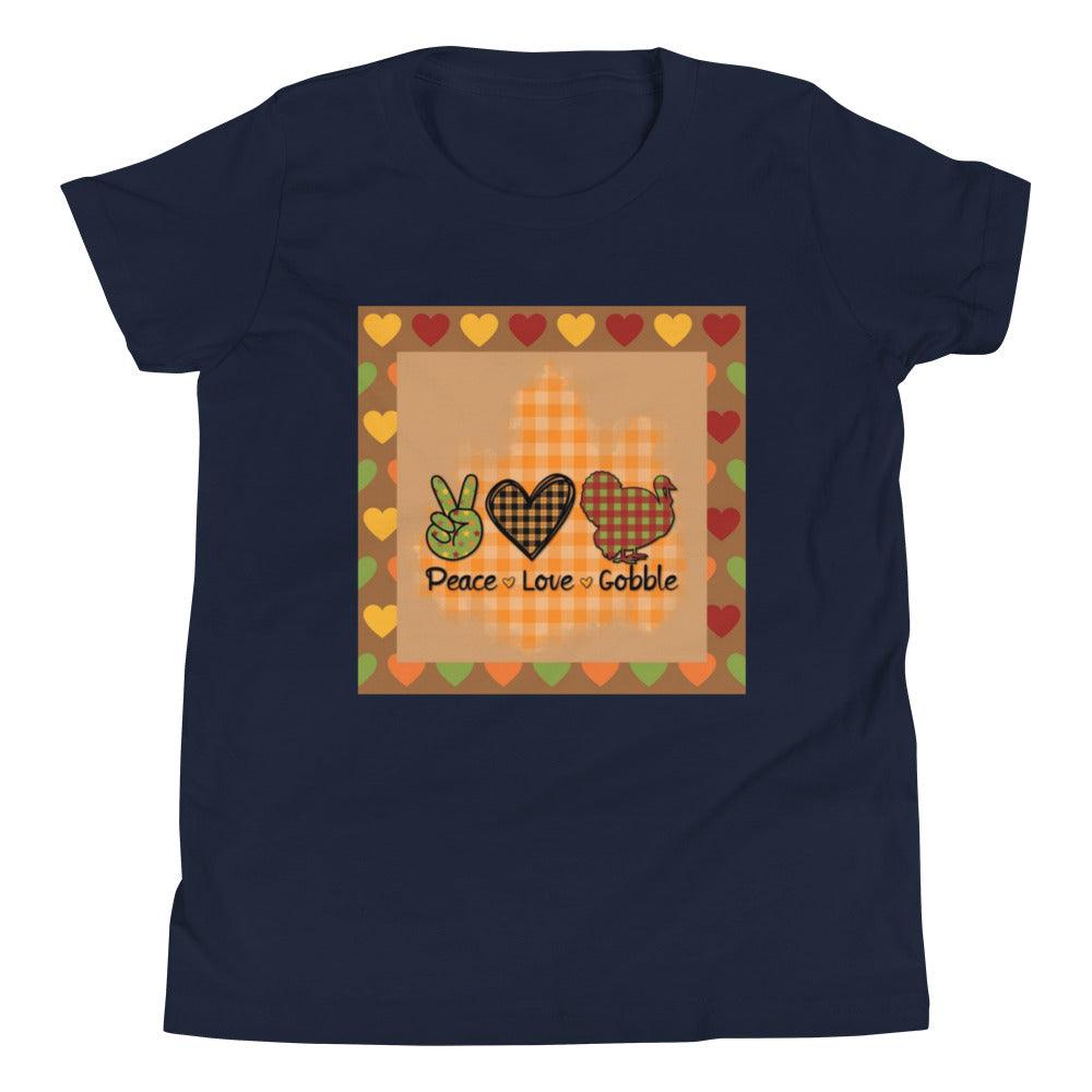 Thanksgiving Peace Love Gobble Youth Short Sleeve T-Shirt