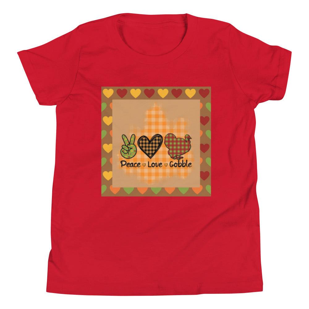 Thanksgiving Peace Love Gobble Youth Short Sleeve T-Shirt