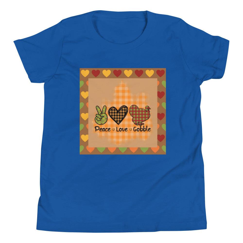 Thanksgiving Peace Love Gobble Youth Short Sleeve T-Shirt