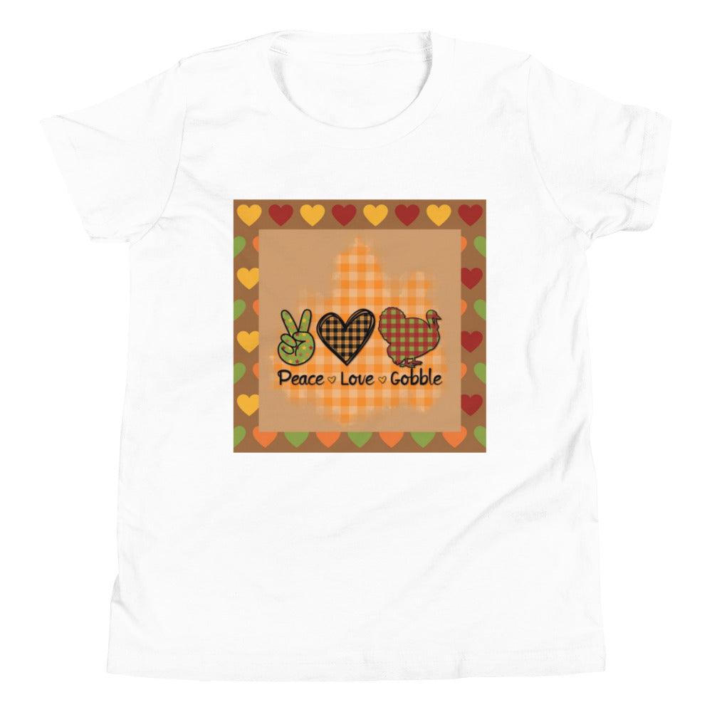 Thanksgiving Peace Love Gobble Youth Short Sleeve T-Shirt