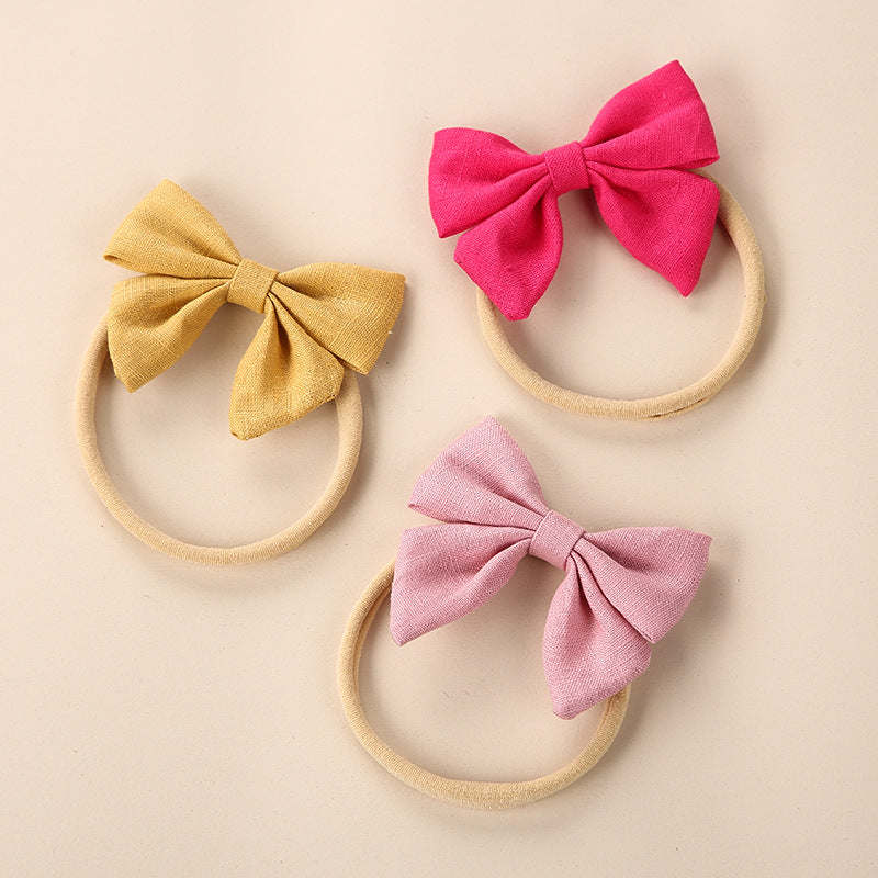 Baby Solid Color 3D Bow Handmade Elastic Headband