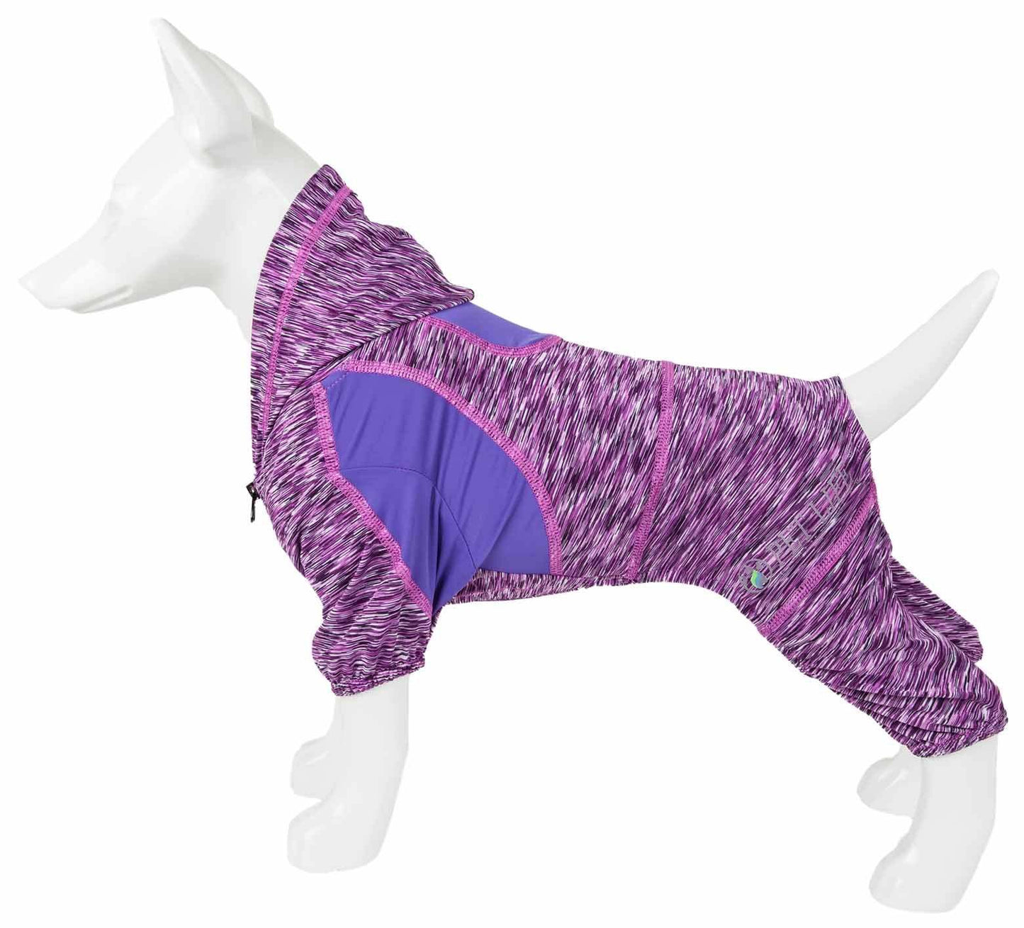 Pet Life Active 'Downward Dog' Heathered Performance 4-Way Stretch Two-Toned Full Body Warm Up Hoodie