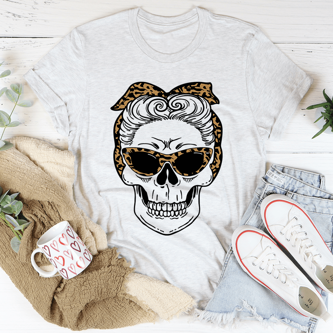 Skull With Leopard Bandana T-Shirt