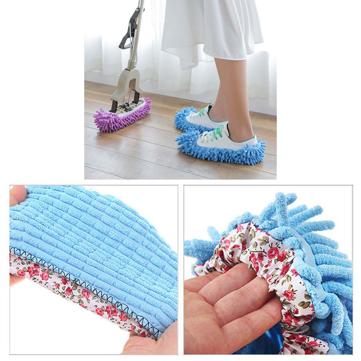 Lazy Maid Quick Mop Slip-On Slippers 3 prs / 6 pcs