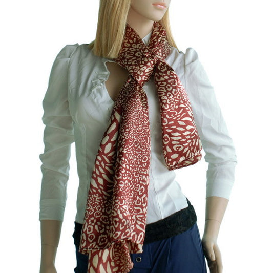 Blando Red & Ivory Distinctive Leopard Animal Print Fashion Soft Silk Scarf/Wrap/Shawl(Small)