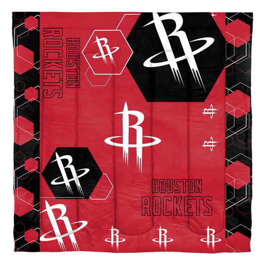 Rockets OFFICIAL NBA "Hexagon" Full/Queen Comforter & Shams Set; 86" x 86"