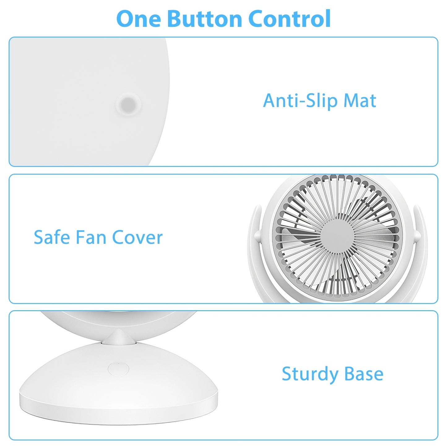 Air Circulator Desk Fan Portable Desktop Rechargeable Oscillating Fan with 4 Speeds 360 Degree Tilt Head Automatic Rotation Quiet 40dB Table Fan for Home Office Bedroom