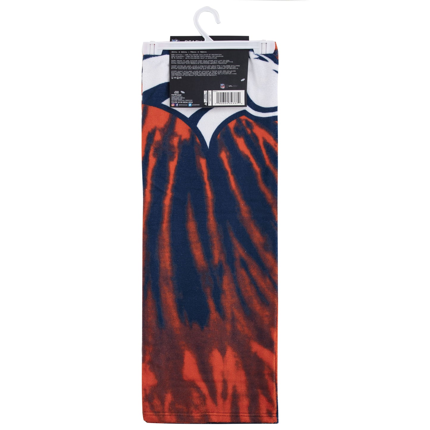 Broncos OFFICIAL NFL "Psychedelic" Beach Towel; 30" x 60"