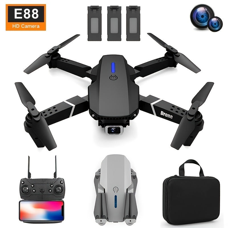 E88 RC Drone WIFI FPV Drone With HD Dual Camera Height Hold RC Foldable Quadcopter Helicopter Drone Gift Toys With 3 Battery