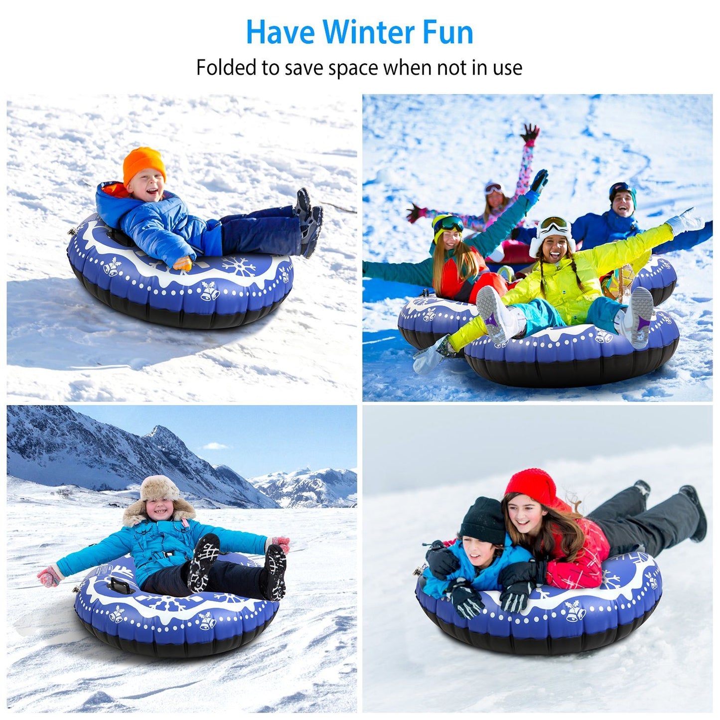 47in Inflatable Snow Tube Heavy Duty 0.6mm Thickness Winter Sled