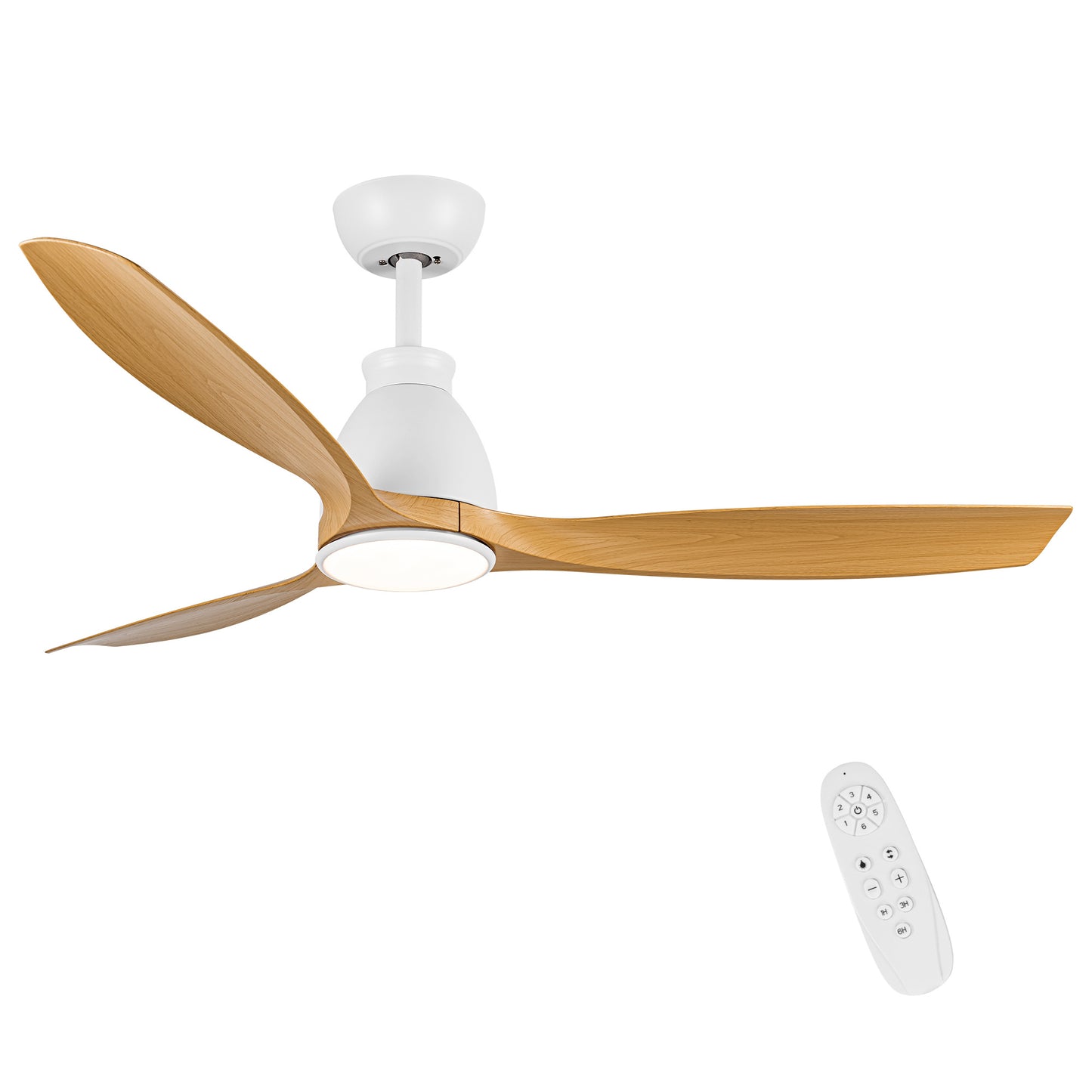 52 in.Outdoor/Indoor Integrated LED Natural Imitation  Modern Ceiling Fan with Lights and Remote Control