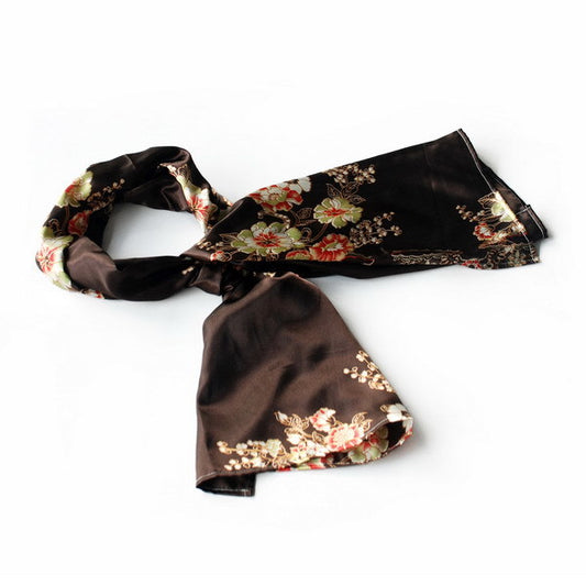 Blando Brown Flowers Floral Patterns Exquisitely Elegant comfy Silk Scarf/Wrap/Shawl(Large)