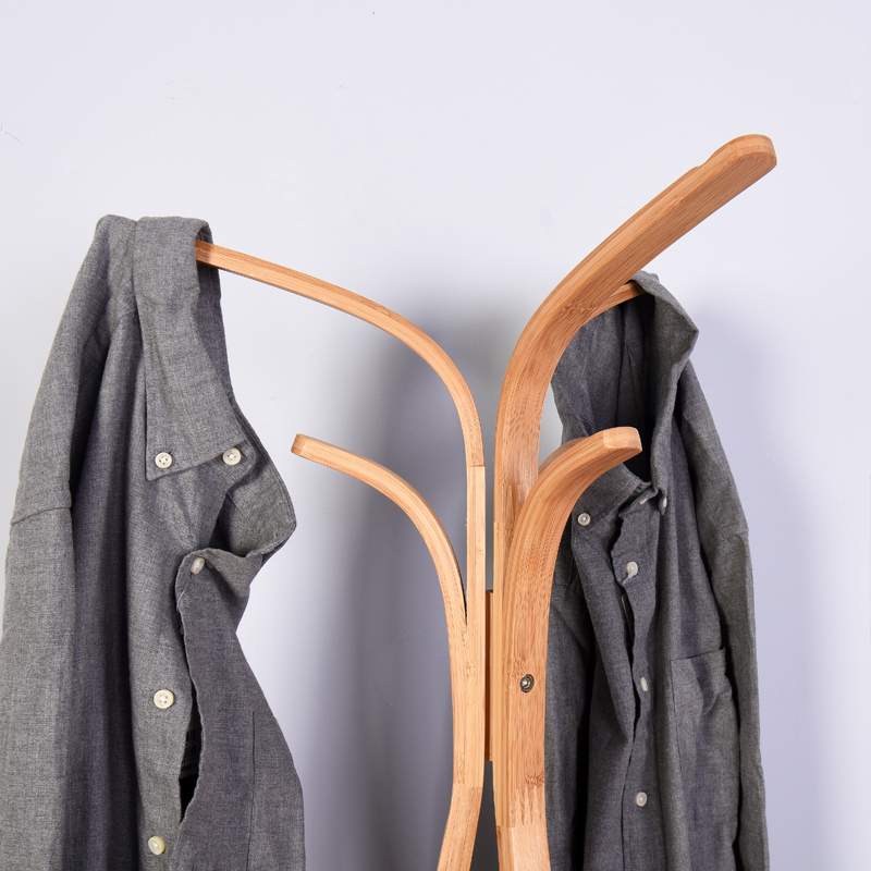 Bamboo Living Room Coat Rack with Storage, Φ15.1 x 66.9 inch - Stylish and Durable