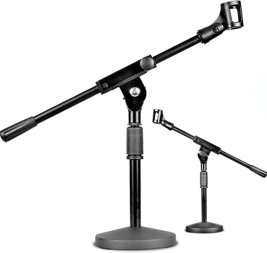 5 Core Universal Small Desktop Microphone Stand Height Adjustable 15.35 to 21.25\" Tabletop Low Profile Short Stand For Dynamic Wired Mic Samson Q2U Shure SM58 SM57 - MSSB