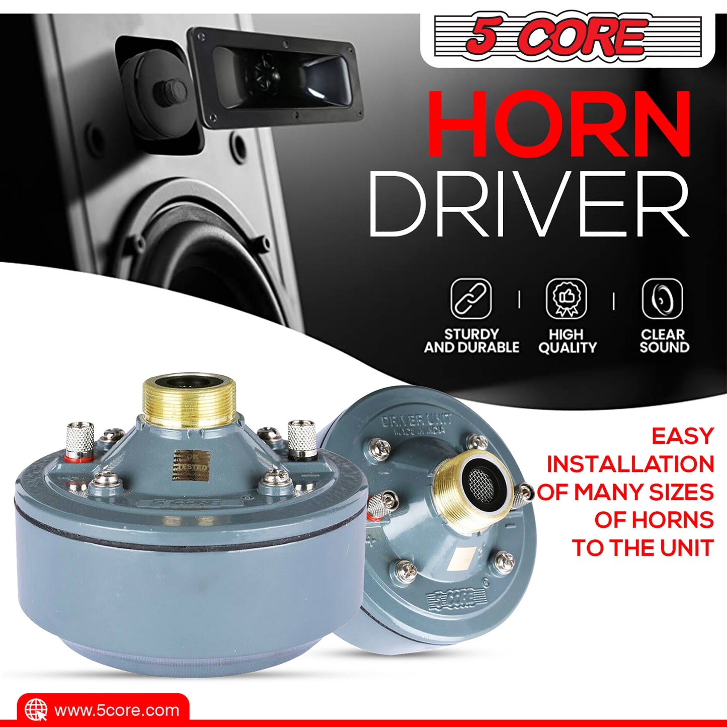 Compression Horn Tweeter Driver Unit Screw-On Speaker 8 ohms High Frequency 5 Core DU 60WRatings Online