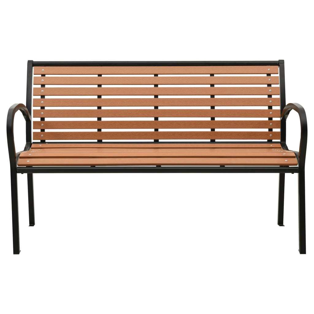 Patio Bench 49.2" Steel and WPC Black and Brown