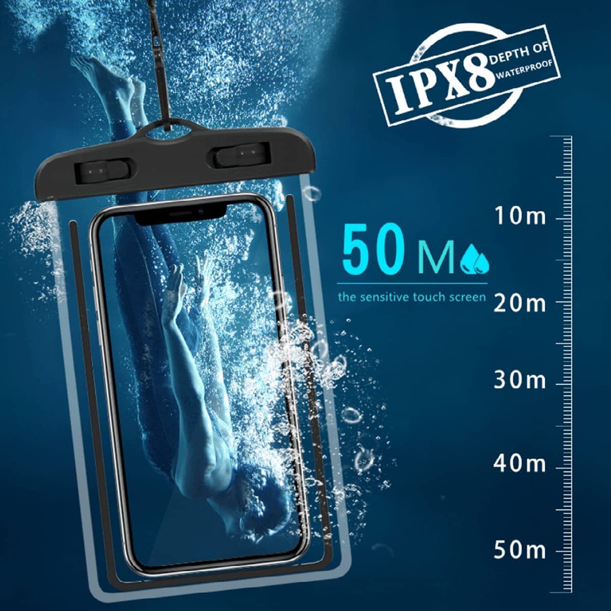 Waterproof Phone Pouch, Universal Waterproof Phone case, Dry Bag Outdoor Beach Bag for iPhone 12 11 8 7 Pro Max SE XR/Samsung Galaxy s21 Note 20/Google Pixel/Moto G7/Oneplus/LG, Samsung (Blue)