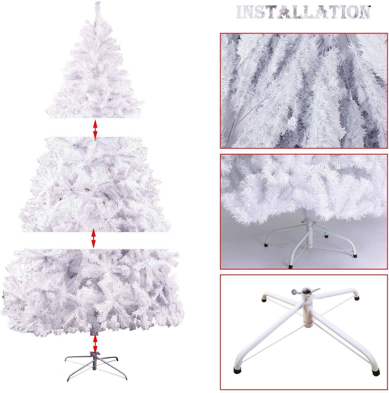 6 FT Premium Spruce Artificial Christmas Tree w/Metal Stand;  White