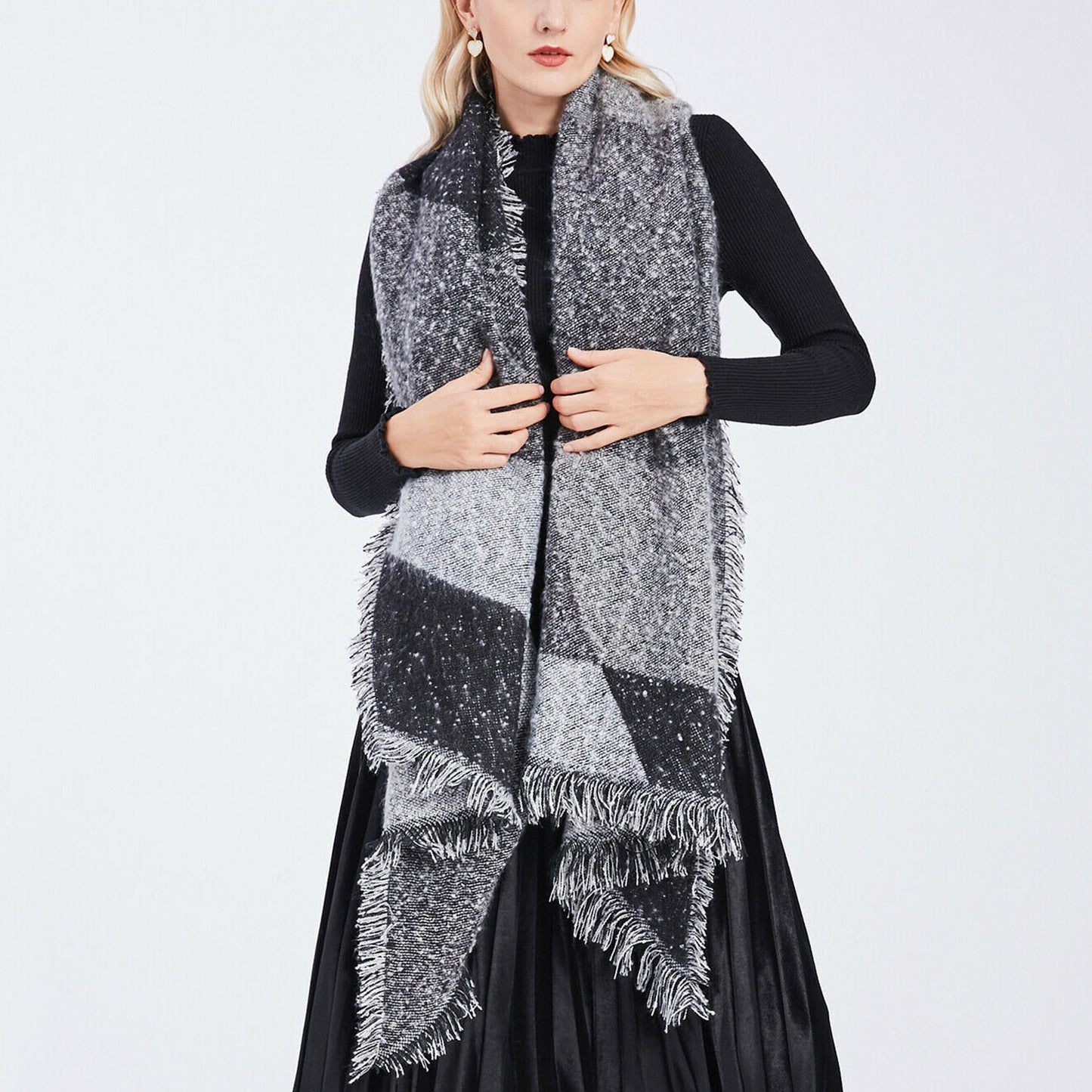 Women Winter Warm Scarf 74.8x25.6In Long Soft Knitted Shawl