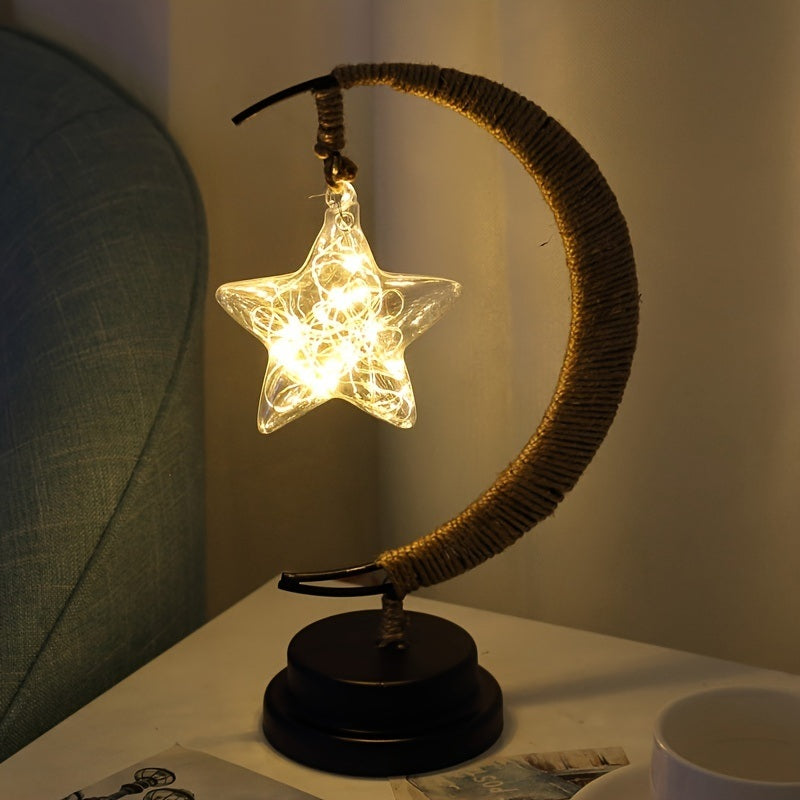 LED Roamntic Star And Moon Lamp; Bar Desk Decorative Lamp; Dining Room And Bedroom Decorative Night Light Gift For Valentines/Easter/Boy/Girlfriends