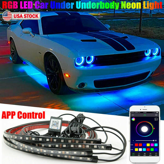 Car Underglow Light Flexible Strip LED Underbody Lights Remote /APP Control Car Led Neon Light RGB Decorative Atmosphere Lamp