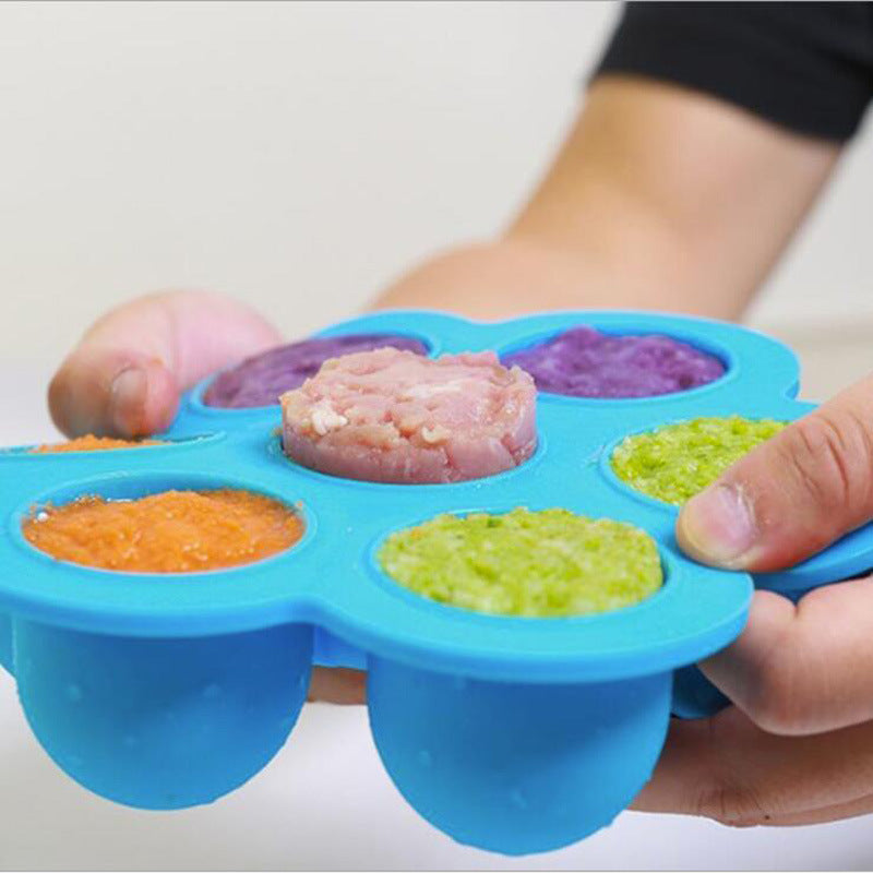 7 Holes Egg Bites Molds Silicone with Lid Reusable Baby Food Storage Container Freezer Ice Cube Trays Steamed Cake Mold Egg Poacher Instant Pot Accessories