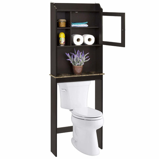 Modern Over The Toilet Space Saver Organization Wood Storage Cabinet for Home; Bathroom - Espresso