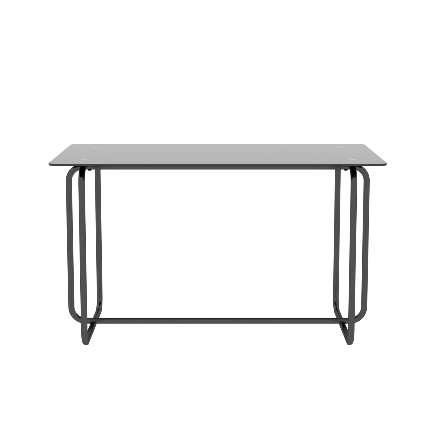 1-piece Rectangle Dining Table with Metal Frame; Tempered Glass Dining Table for Kitchen Room; Black