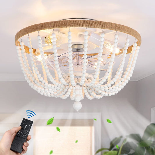 Boho Bladeless Ceiling Fan with Light with 5 Bulbs