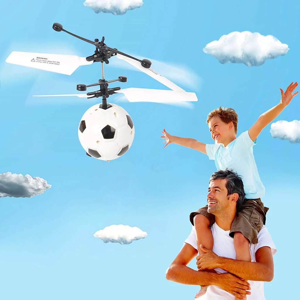 Magic Flying Football Toy for Adults Teens Built-in LED Light Helicopter Ball Toy for Flying Drone