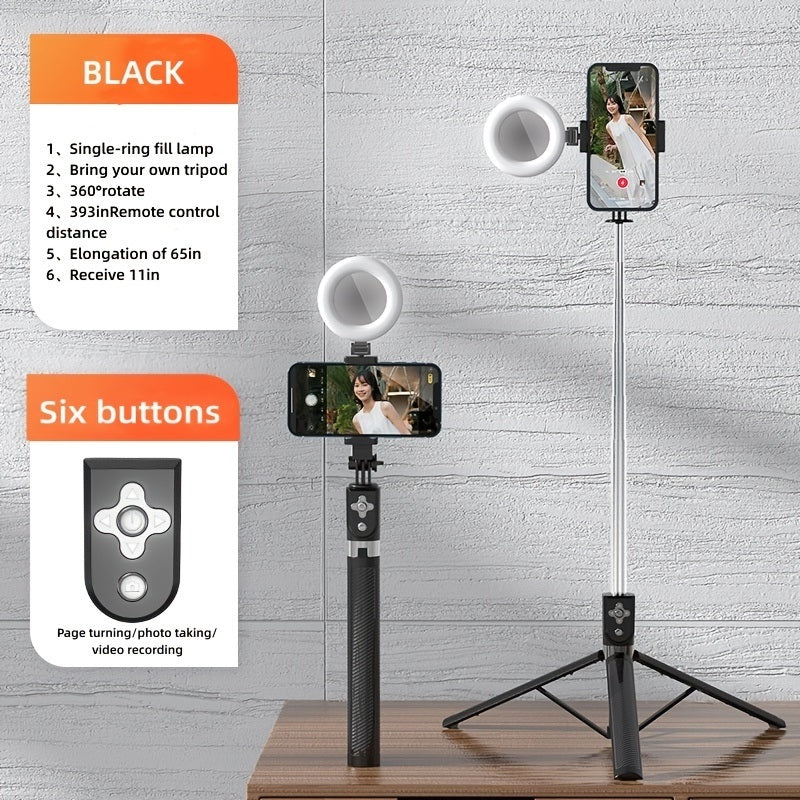 Extendable Selfie Stick Tripod; Aluminum Alloy Phone Tripod With Bluetooth Remote Shutter; Compact & Lightweight Mini Tripod