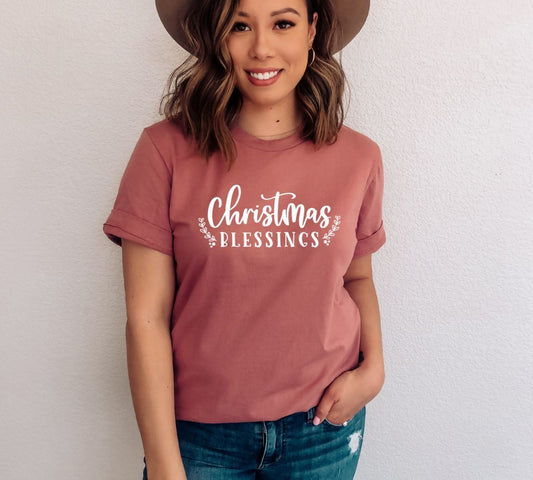 Christmas Blessings T-shirt, Christmas Party Gift, Smiley Face Raglan Shirts, Merry Christmas Tshirt, Christmas Night Top, Christian Shirt