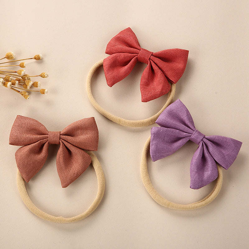 Baby Solid Color 3D Bow Handmade Elastic Headband