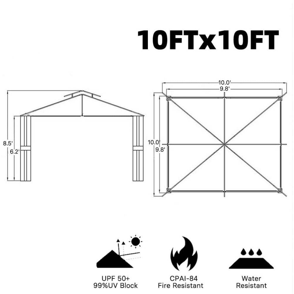 Grand Patio 10x10 Gazebo for Patios Outdoor Gazebo with Mosquito Netting and Curtains Outdoor Privacy Screen for Deck Backyard