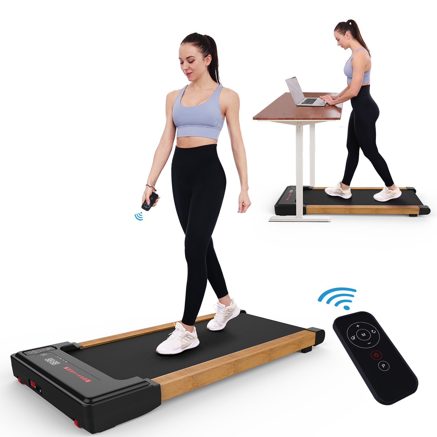 Walking Pad Treadmill Under Desk,Portable Mini Treadmill 265 lbs Capacity with Remote Control,Installation-Free Jogging Machine for Home/Office,Bluetooth and LED Display.