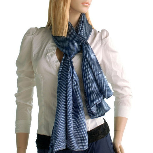 Blando Dark Blue Small Cute Dot Design Campus Style Silk Scarf/Wrap/Shawl(Large)